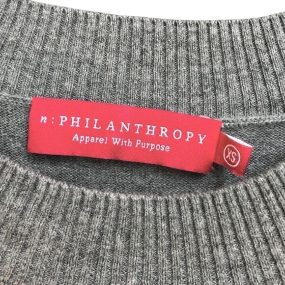 Philanthropy $198 Grey Hawke Short Sleeve Lace Up Shoulder Sweater Dress - Picture 5 of 11